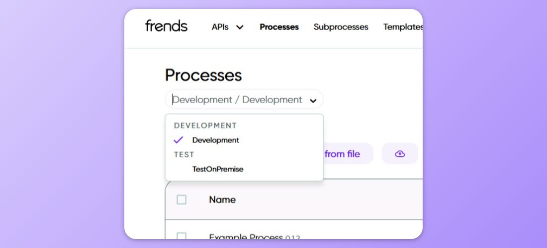 Use the Agent Group selection in Process list to change displayed Agent Group and its Processes.